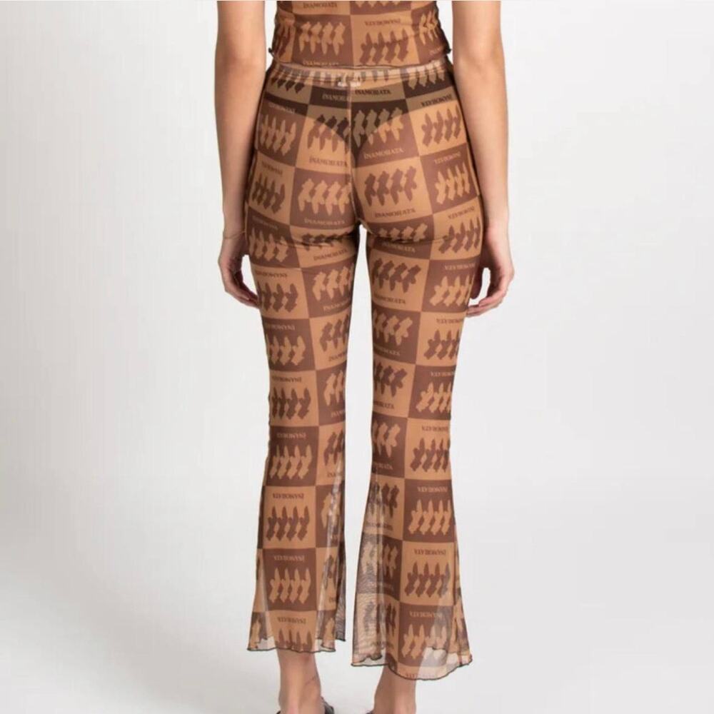 Inamorata Sheer Torso Mesh Print Bambi Baby Tee & Beachwood Pant Set Coverup M - Picture 2 of 16